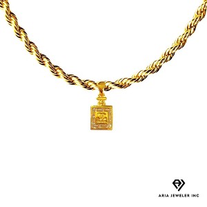 Aria Jeweler Inc Chain with Designer Gold Perfume Bottle Pendant - 1 of 4