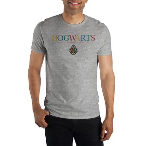 Harry Potter Grey Mens Hogwarts Short Sleeve Shirt - 1 of 2
