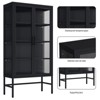 Storage Cabinet with Glass Doors, Metal Display Cabinet with Adjustable Shelves, Freestanding Kitchen Cupboard Accent Furniture - 4 of 4