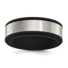 Chisel Stainless Steel Brushed Black Silicone Center 8mm Band Ring - 2 of 4