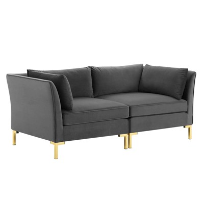 Ardent Luxe Velvet 72'' Gray Reception Loveseat