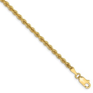 Black Bow Jewelry 2.75mm, 14k Yellow Gold, Handmade Solid Rope Chain Anklet or Bracelet - 1 of 4