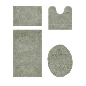 Granada 4 Piece Bath Rug Set 100% Premium Cotton Tufted Non-Slip Backing Bathmats for Bathroom, Super Soft Absorbent, Machine Washable - 1 of 4