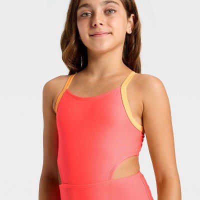 Детские купальники Cat & Jack Girls' Sleeveless Colorblock One Piece Swimsuit - Cat & Jack™ Coral Pink M — фото 2