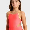 Girls' Sleeveless Colorblock One Piece Swimsuit - Cat & Jack™ Coral Pink - 3 of 3