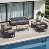Belord Metal Outdoor Furniture Set with Swivel Chairs, 6PCS Patio Furniture Set with 6" Thick Cushions Swivel Chair and 10" Thick Cushions Couch - 3 of 4