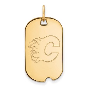 Black Bow Jewelry 14k Yellow Gold Plated Sterling Silver Calgary Flames NHL Pendant - 1 of 3