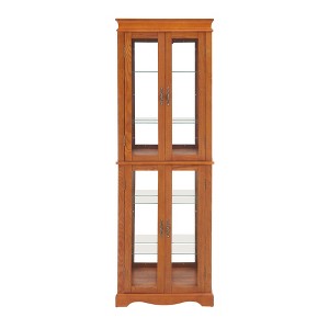 ChicFurnit Decorative Storage Cabinet Glass Curio Display Cabinet with Wood Frame for Toys Collectibles for Living Room, Brown, 36.42"*26.18"*10.44" - 1 of 4