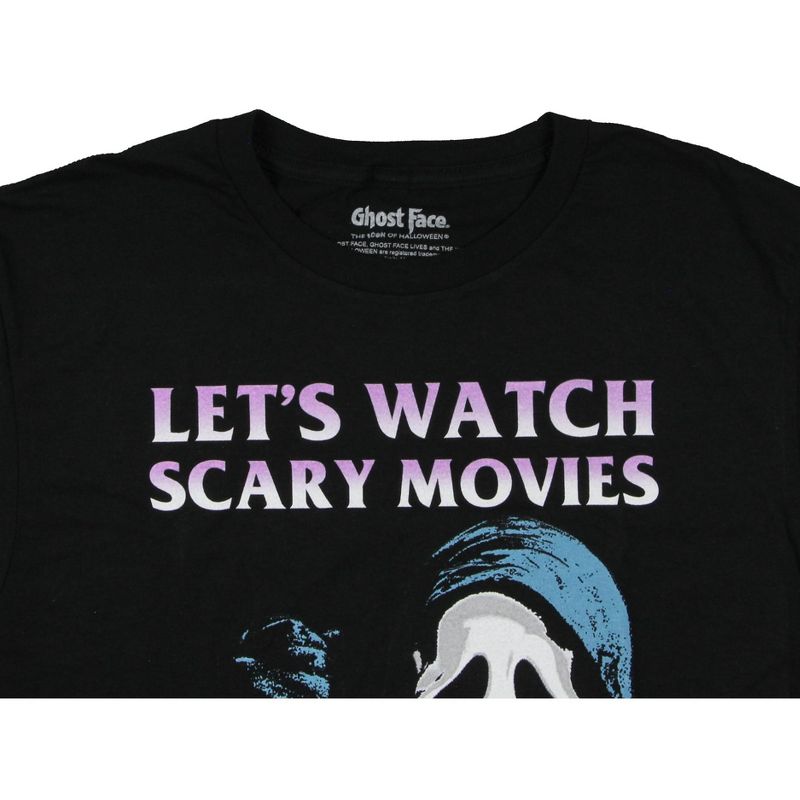 Scream Men's Ghost Face Let's Watch Scary Movies Graphic Print T-Shirt Adult, 3 of 4