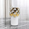 HomeRoots 10" White Leaf Tulip Porcelain Table Vase With Sculptural Details - 2 of 4