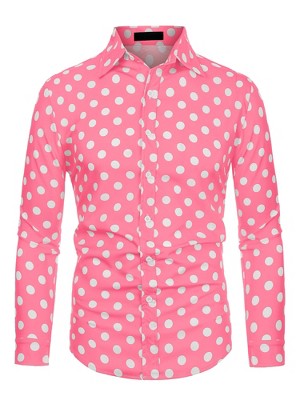 Lars Amadeus Men's Polka Dots Long Sleeves Dress Button Down Shirt