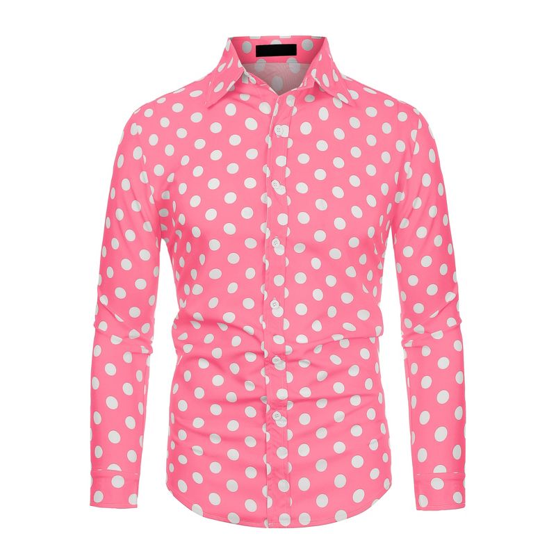 Lars Amadeus Men's Polka Dots Long Sleeves Dress Button Down Shirt, 1 of 7