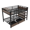 JANSNO Black Metal Bunk Bed with Built-in Storage Shelves, Light Strip & USB Power Strip - 2 of 4