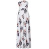 Women Strapless Floral Print Bohemian Boho Maxi Dress Casual Off Shoulder Beach Party Dress with Pockets - 4 of 4