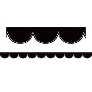 Teacher Created Resources Black with White Scalloped Die-Cut Border Trim (Pack of 6) - 1 of 1