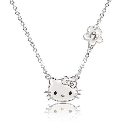 Hello kitty x Swarovski Necklace Pendant silver heart Sanrio jewelry  accessories