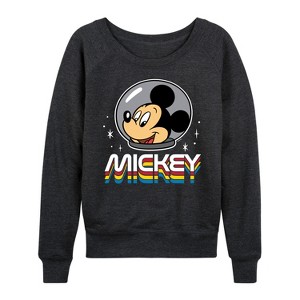 Women's - Disney - Mickey Portrait Retro Lightweight French Terry Wide Neck Long Sleeve Shirt - 1 of 4
