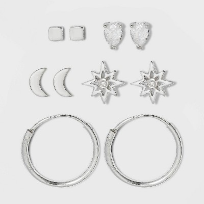 Celestial - Mismatched Moon and Star Drop Earring Set