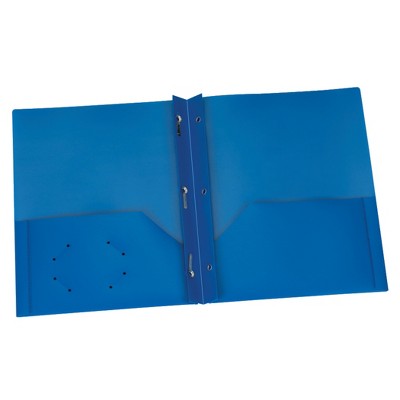 Oxford® Blue Poly Two Pocket Portfolio with Prongs, Pack of 25