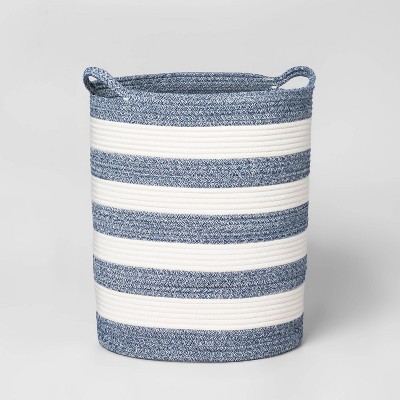 Image of Extra Large Striped Coiled Kids' Rope Basket Navy - Pillowfort™