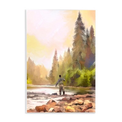 Stupell Industries Fly Fishing at Lake Wall Plaque Art