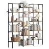 5 Tier Industrial Bookshelf - Adjustable Wood Shelves & Heavy Duty Metal Frame, 100Lbs Capacity, Wide Storage Organizer - 2 of 4