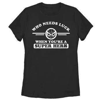 Women's Marvel Spider-Man St. Patrick's Day Who Needs Luck When Your a Superhero T-Shirt