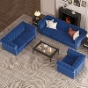 6 Seater Velvet Couches for Living Room Sets, Chesterfield Sofa Loveseat and Armchair 3 Pieces -Morden Fort - 2 of 4
