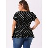Agnes Orinda Women's Plus Size Polka Dots Fashion Workout Elegant Short Sleeves Peplum Top - 4 of 4