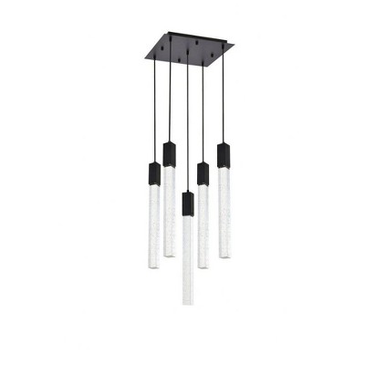 Adjustable Modern Black Metal & Crystal LED Pendant Light