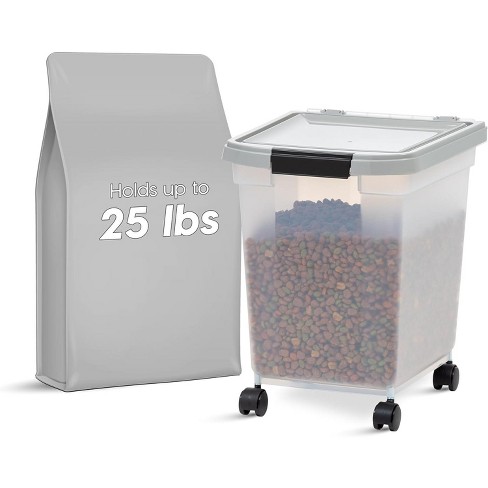 Iris Usa 25lbs/32.5qt Airtight Pet Food Storage Container With Casters,  Gray : Target