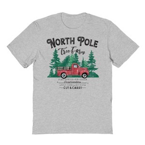 Rerun Island Men's Christmas North Pole Tree Farm Short Sleeve Graphic Cotton T-shirt - 1 of 1