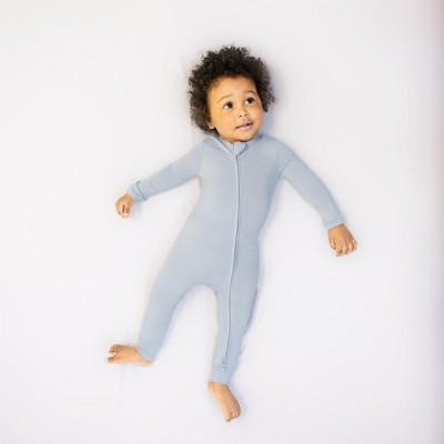 Larkspur Baby Zip Romper in Stone