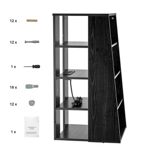 VEVOR 5-Tier AV Media Stand,Wooden Audio-Video Media Stand for DVD Players/Cable Boxes/Games Consoles, Height-Adjustable Media Storage Cabinet, Black - 1 of 4