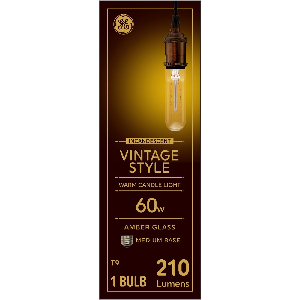 Photos - Light Bulb GE Household Lighting T9 INC Vintage Style 60W  Amber