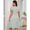 Coolmee Women Plus Size Casual Double Layer Ruffled Short Sleeve High Waist Summer Ribbed Mini Dress With Pocket - 3 of 4