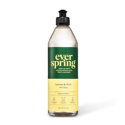 Lemon & Mint Liquid Dish Soap - 18 fl oz - Everspring™