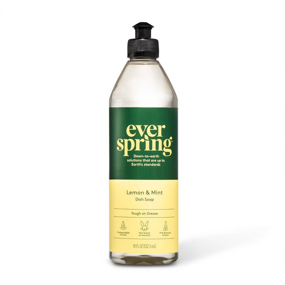 Lemon & Mint Liquid Dish Soap - 18 fl oz - Everspring™