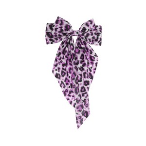 Unique Bargains Fashion Leopard Print Bow Ribbon Hair Clips Yellow Brown 1 Pc - 1 of 4