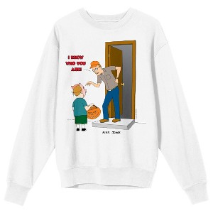 King of the Hill Dale Gribble I Know Who You Are Adult White Crew Neck Sweatshirt - 1 of 3