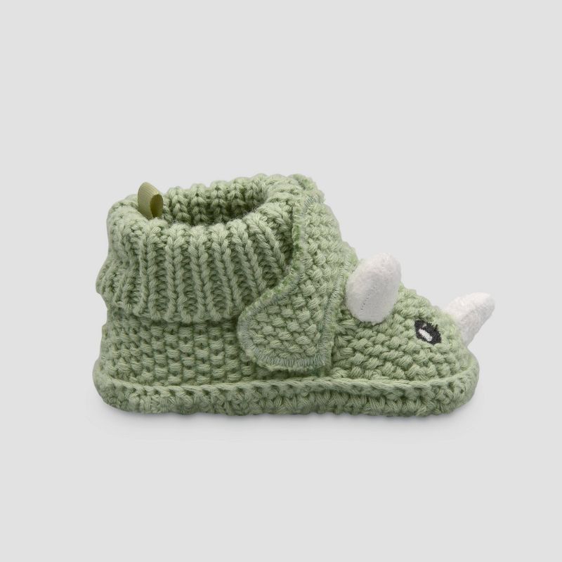 Carter&#39;s Just One You&#174; Baby Boys&#39; Knitted Dino Slippers - Green, 3 of 9