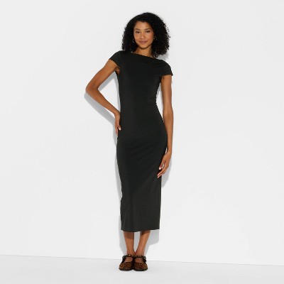 Women's Backless Cap Sleeve Midi Bodycon Dress - Wild Fable Brown XS