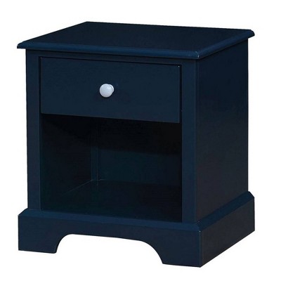 1 Drawer Transitional Wooden Nightstand with Open Compartment Blue - Benzara