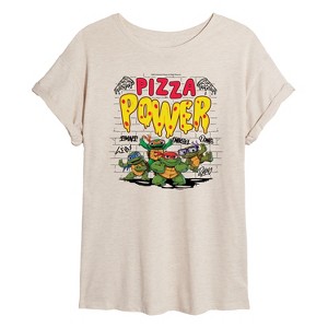 Women's - Teenage Mutant Ninja Turtles Mutant Mayhem - Pizza Power Oversized Graphic T-Shirt - 1 of 4