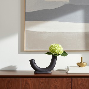 Sagebrook Home Ceramic U-Shaped Decorative Vase - Contemporary Abstract Style Vase - Unique Artistic Decor for Home or Office - 1 of 4