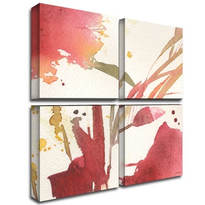 Trademark Fine Art -Sheila Golden 'Maroon Composition' Canvas Art Set