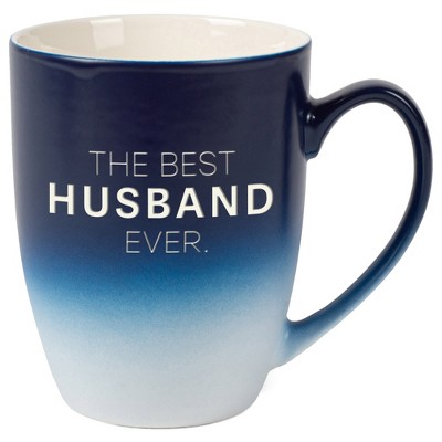Elanze Designs The Best Husband Ever Two Toned Ombre Matte Navy Blue and White 12 ounce Ceramic Stoneware Coffee Cup Mug