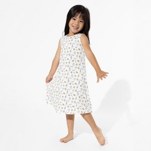Bellabu Bear Kids Milk & Cookies White Bamboo Girls' Sleeveless Dress - 1 of 4