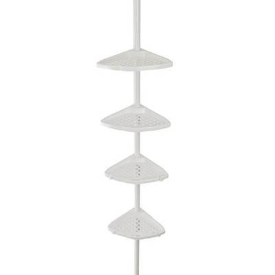 White 4-Tier Adjustable Rustproof Shower Caddy with Tension Pole