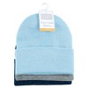 Hudson Baby Family Knit Cuffed Beanie 3pk, Light Blue - 2 of 4